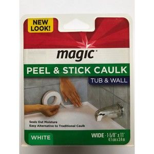 Magic Peel & Stick Caulk Tub & Wall WHITE 1-5/8" x 11' Bathtub Shower Water Seal